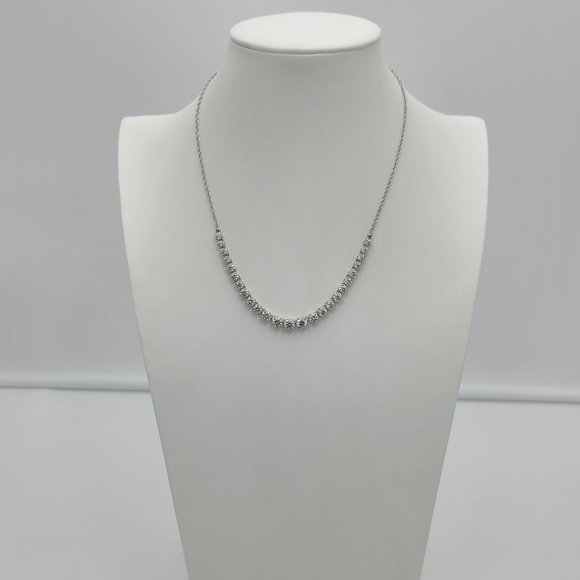 Stunning DIAMONIQUE Graduated Line Necklace  14.00 cttw  Round 100-Facet Stones - Picture 5 of 13